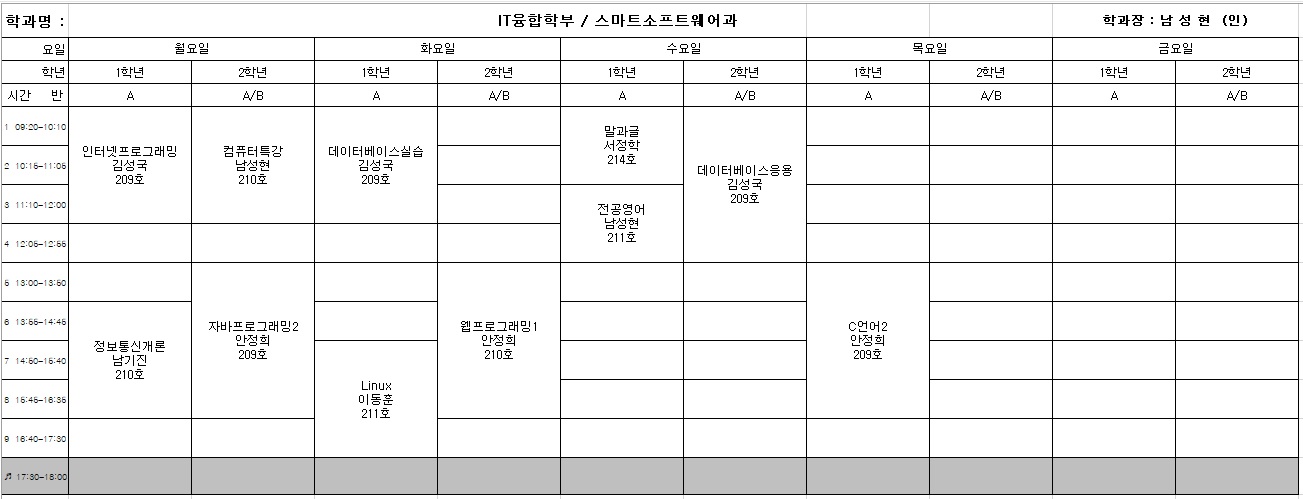 2022-2학기 강의 시간표 첨부 이미지