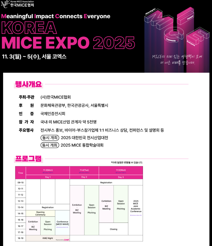 [공지]KOREA MICE EXPO 2025 참가홍보 협조요청 대표이미지